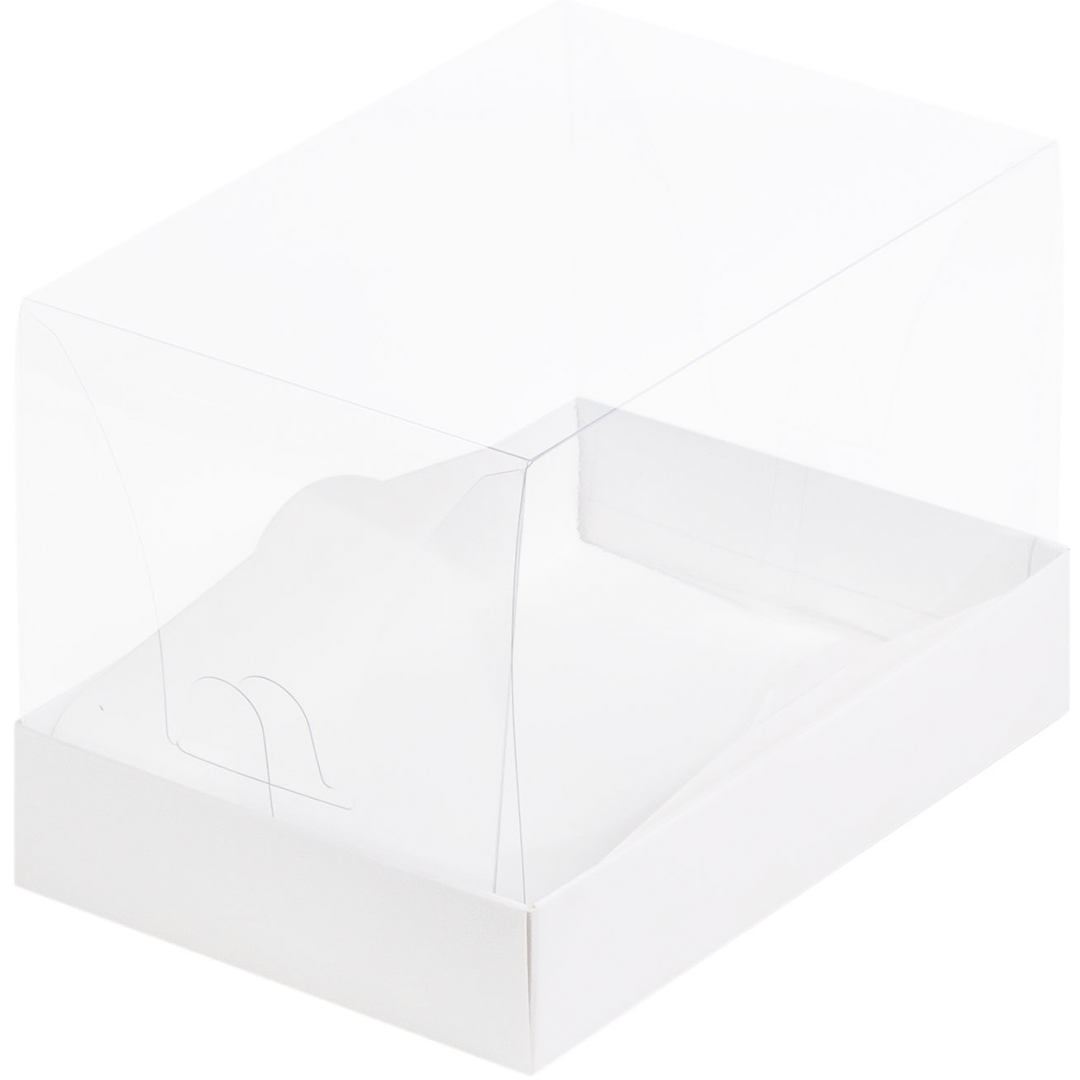 Коробка для половинки кекса и рулета Прозрачная/Белая 18х8х9 см  | Фото — Магазин Andy Chef  1
