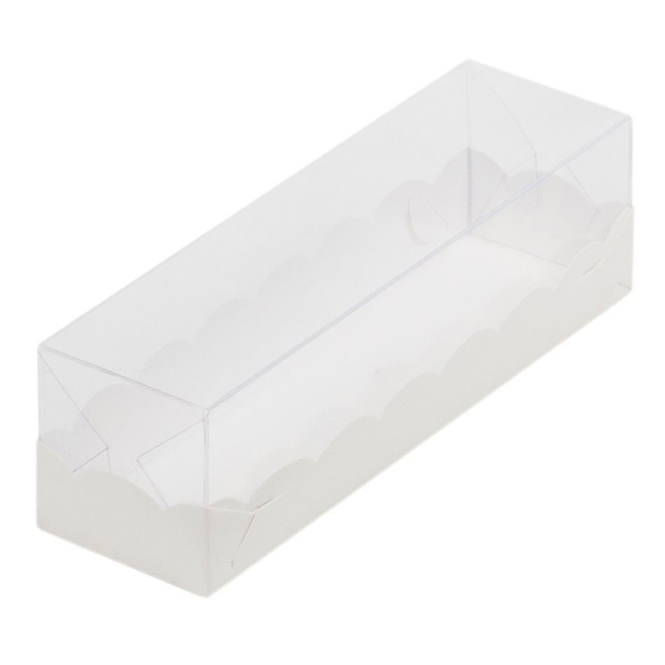 Коробка для макарон с прозрачной крышкой Белая 19х5,5х5,5 см  | Фото — Магазин Andy Chef  1