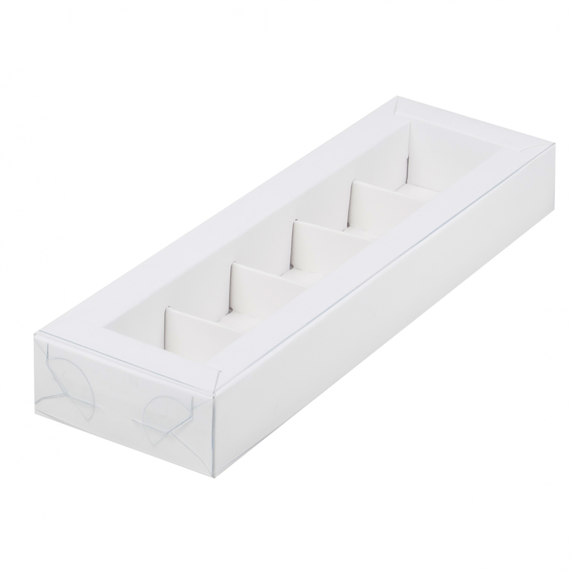 Коробка для 5 конфет с окном Белая 23х7х3 см  | Фото — Магазин Andy Chef  1