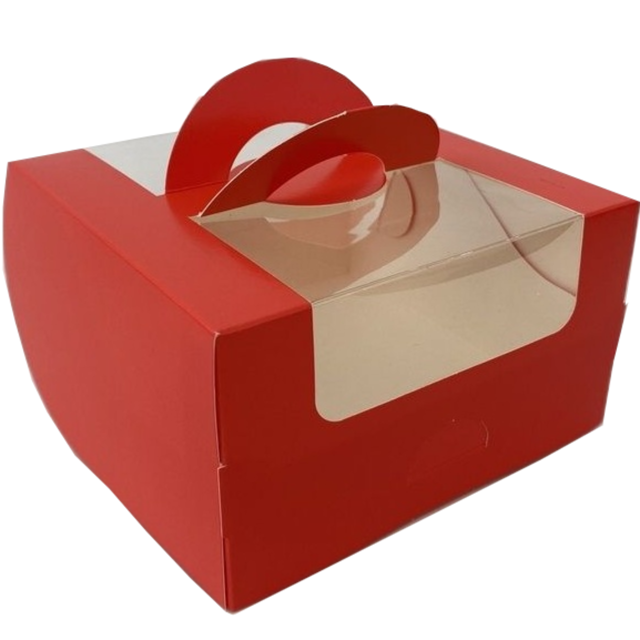 Коробка для бенто торта с окном Красная 14х14х8 см, дно 14 см  | Фото — Магазин Andy Chef  1
