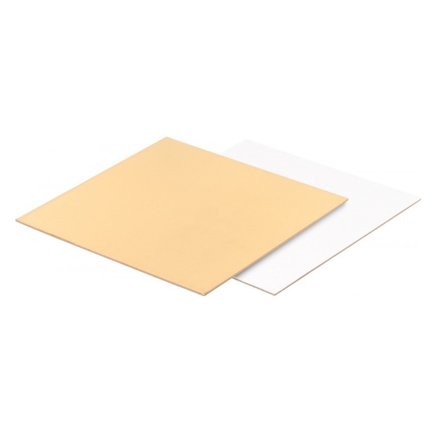 Подложка для торта квадратная Золото/Белая 22 см, толщина 1,5 мм  | Фото — Магазин Andy Chef  1