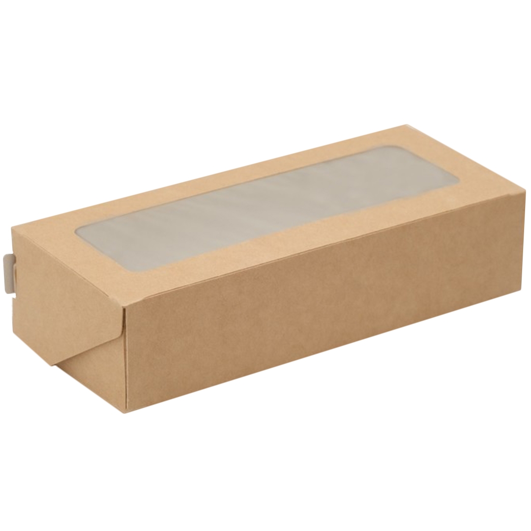 Коробка для десертов с окном Крафт 17х7х4 см  | Фото — Магазин Andy Chef  1