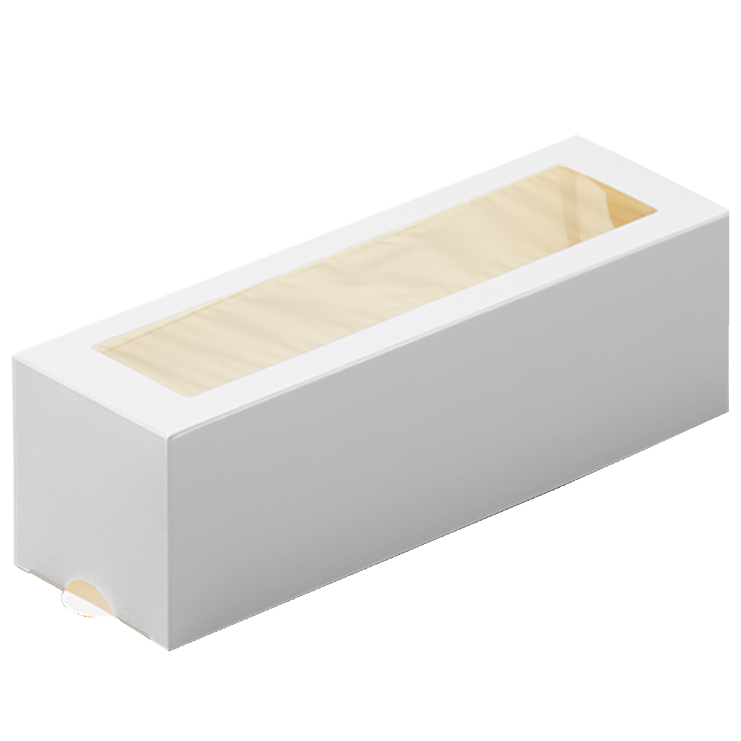 Коробка для пирожных с окном ECO MB 6 Белая 18х5,5х5,5 см  | Фото — Магазин Andy Chef  1