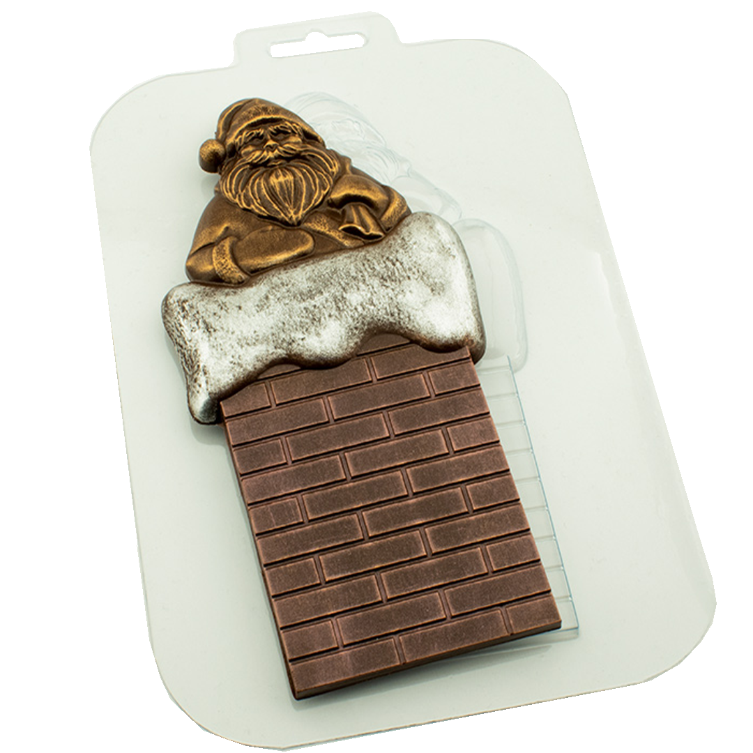Форма для шоколада «Санта на трубе» пластиковая 17х8,3 см  | Фото — Магазин Andy Chef  1