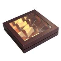 Коробка для 9 моти Премиум Шоколад/Золото 18х18х4,5 см