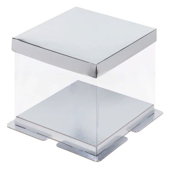 Коробка для торта Премиум Серебро 30х30х28 см  | Фото — Магазин Andy Chef  1