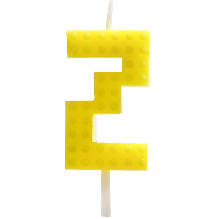 Свеча для торта «Лего» цифра «2» жёлтый 5,5 см  | Фото — Магазин Andy Chef  1