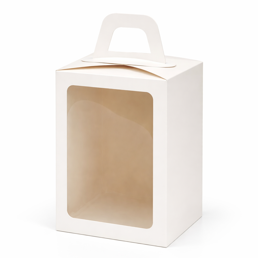 Коробка для кулича с окном, Белая 16х16х22 см  | Фото — Магазин Andy Chef  1