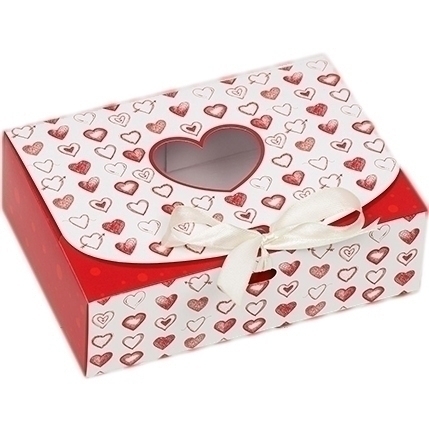 Коробка с окном «Сердца» 16,5х11,5х5 см  | Фото — Магазин Andy Chef  1