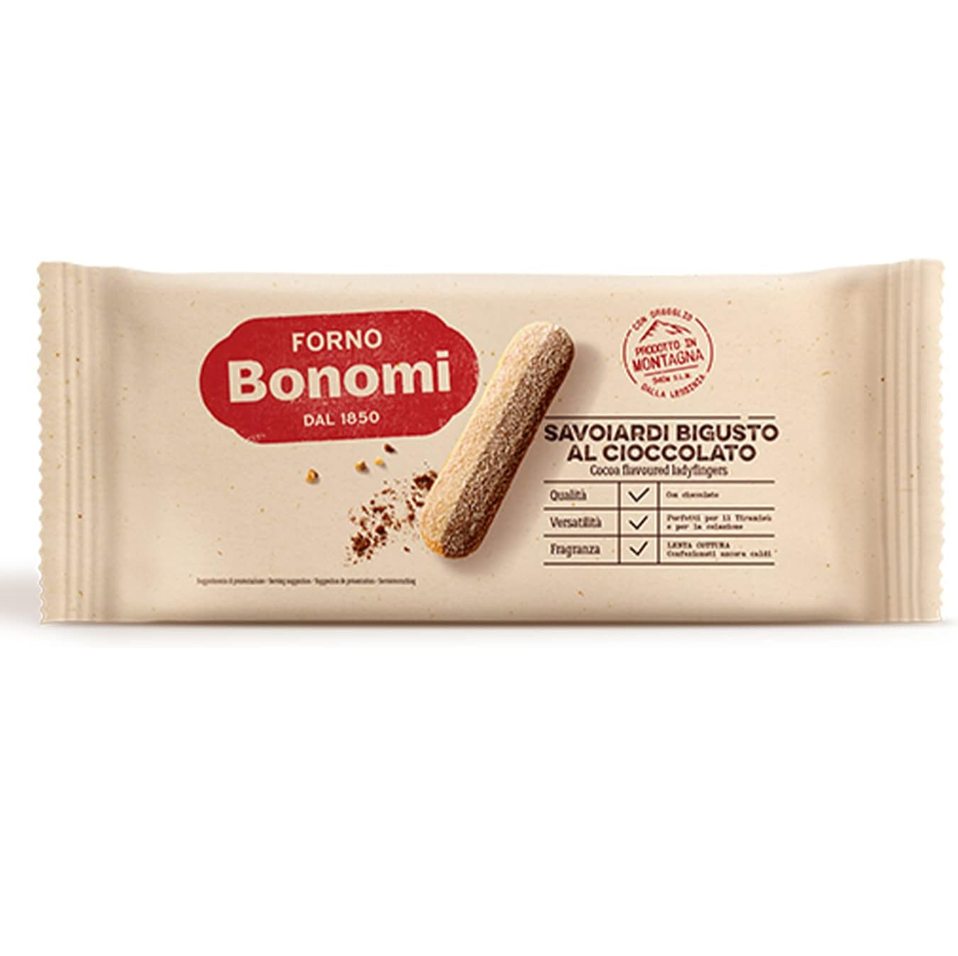 Печенье Савоярди двухцветные с какао, Forno Bonomi, Италия, 200 г, 24 шт.  | Фото — Магазин Andy Chef  1
