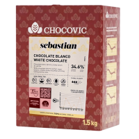 Шоколад белый Sebastian 34,6%, Chocovic, Россия, 1,5 кг (срок годности до 26.09.2025)
