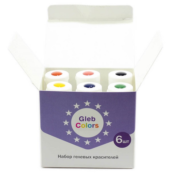 Набор гелевых красителей Gleb Colors Basic Six Kit, 6 шт., Gleb colors, 120 г  | Фото — Магазин Andy Chef  1