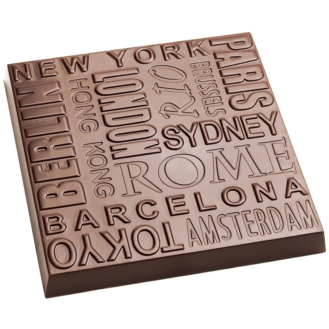 Форма для шоколада Tablet city names поликарбонатная CW1864, Chocolate World, Бельгия  | Фото — Магазин Andy Chef  1