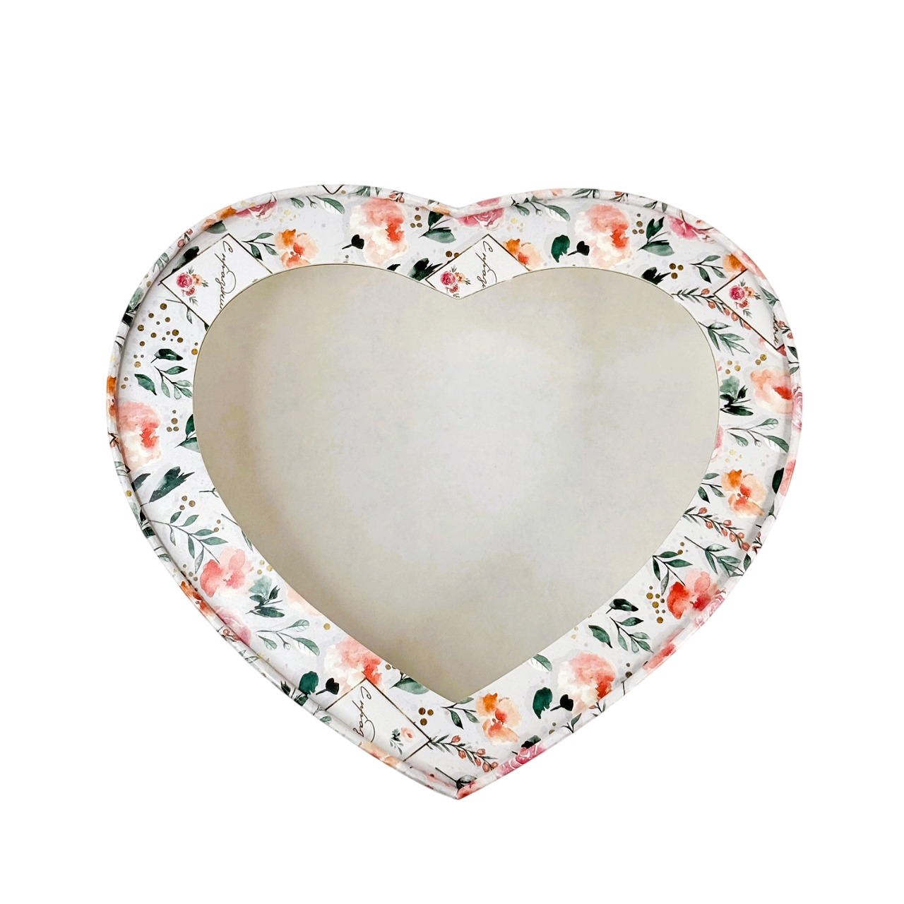Коробка для зефира шляпная "Сердце с цветами" 21,5х18х3,5 см  | Фото — Магазин Andy Chef  1