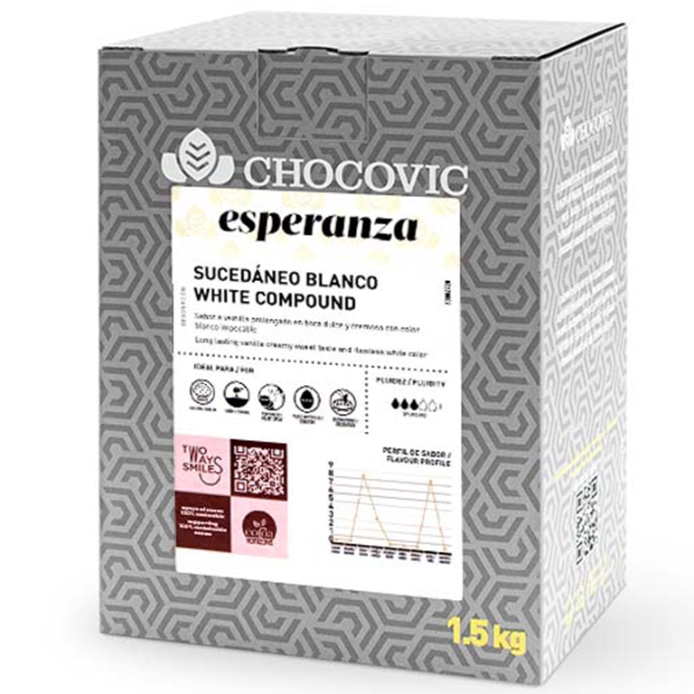 Глазурь белая в форме дисков, Chocovic, 1,5 кг (срок годности до 17.02.2026)  | Фото — Магазин Andy Chef  1