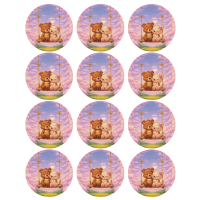 Макет для пищевой печати «Мишки на качелях»