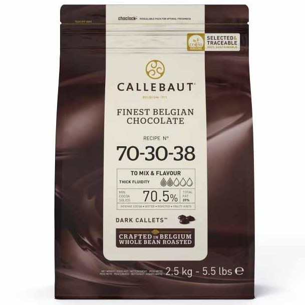 Шоколад горький 70,5%, №70-30-42, Callebaut, Бельгия, 2,5 кг (срок годности до 10.08.2025)  | Фото — Магазин Andy Chef  1