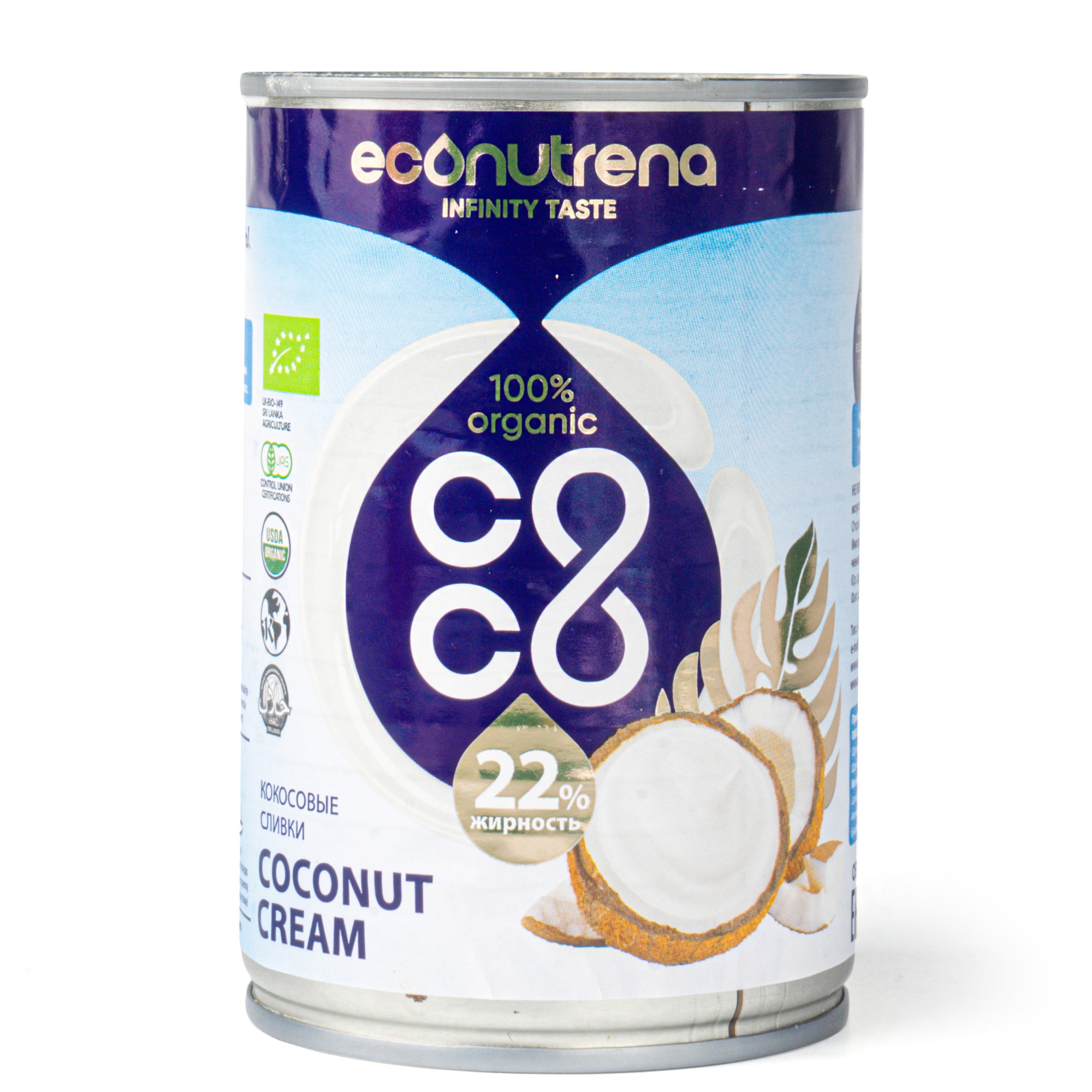 Кокосовые сливки органик 22%, Econutrena, Шри-Ланка, 400 мл  | Фото — Магазин Andy Chef  1