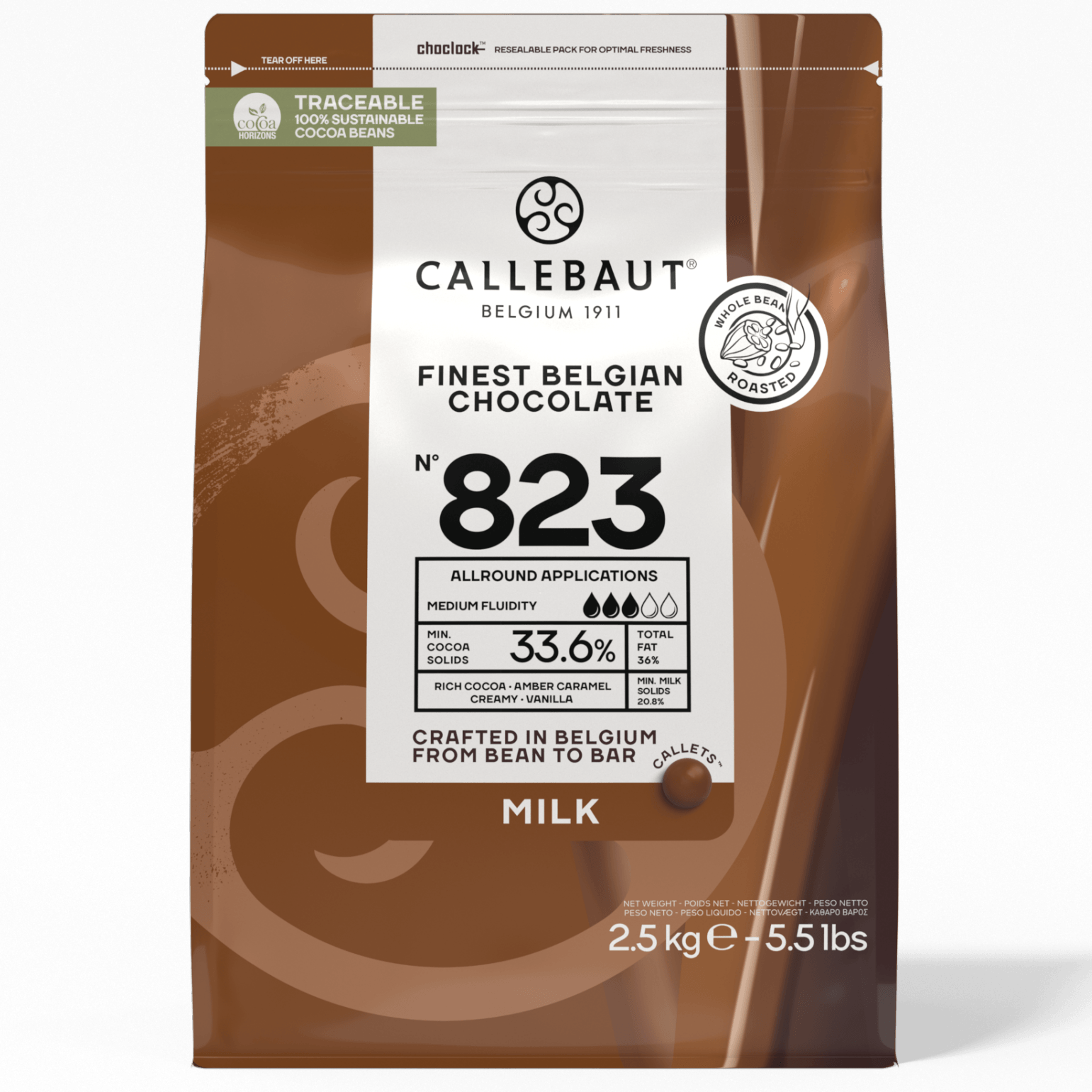 Шоколад молочный 33,6%, №823, Callebaut, Бельгия, 1 кг