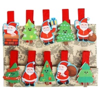 Набор декоративных прищепок «Дед Мороз и ёлки», 10 шт.