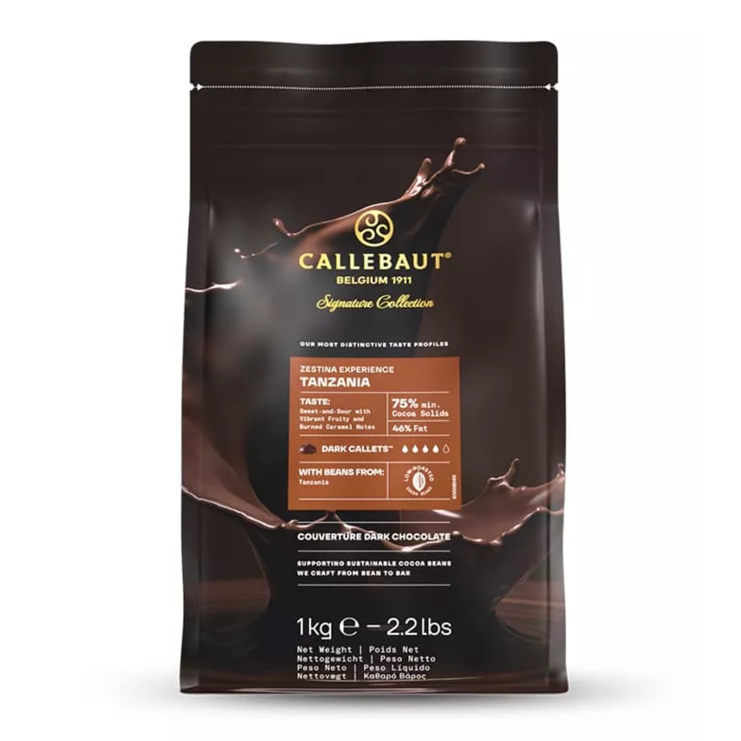 Шоколад тёмный Tanzanie 75%, Callebaut, Франция, 1 кг  | Фото — Магазин Andy Chef  1