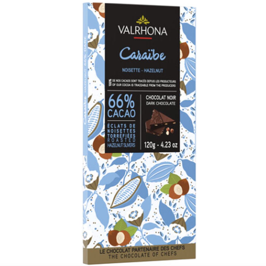 Шоколад горький с фундуком Caraibe 66% плитка, Valrhona, Франция, 120 г  | Фото — Магазин Andy Chef  1