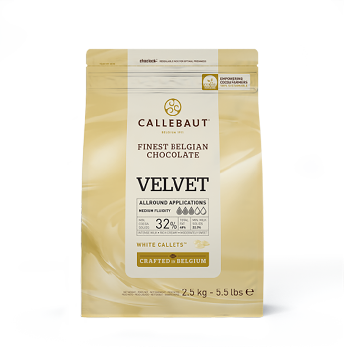 Шоколад белый Velvet 32% пониженное содерж. сахара, Callebaut, Бельгия, 2,5 кг (срок годности до 18.01.2025)  | Фото — Магазин Andy Chef  1