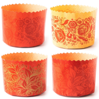 Форма бумажная для кулича серия «Красная Пасха» цвета Микс 110х85 мм, 5 шт.