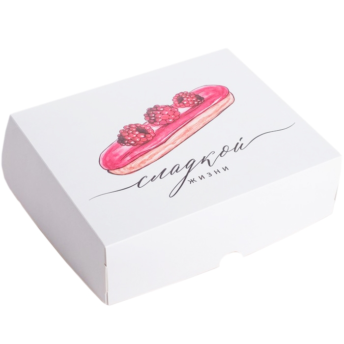 Коробка для десертов «Сладкой жизни» белая 17х20х6 см  | Фото — Магазин Andy Chef  1