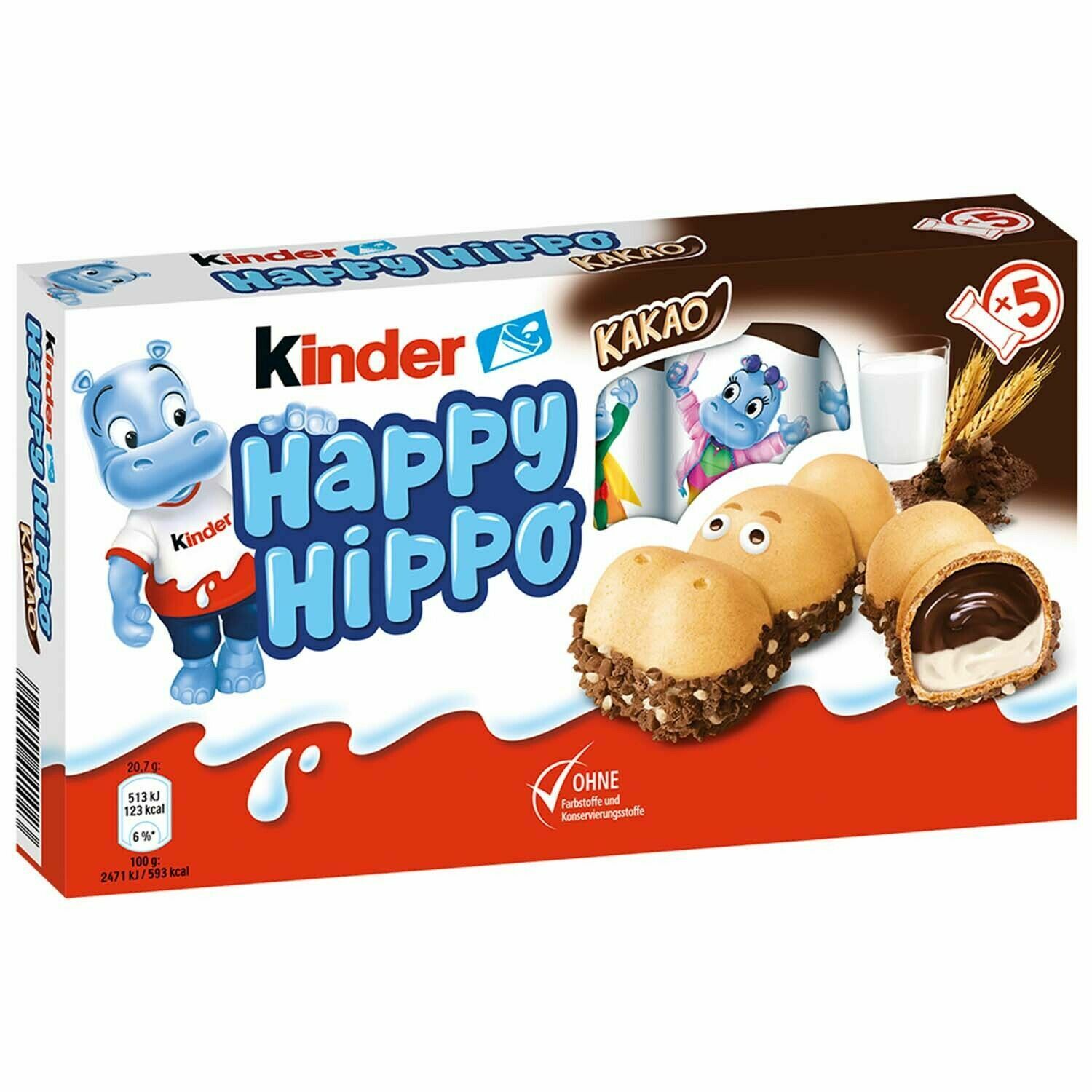 Печенье Kinder Happy Hippo Cacao, Ferrero, Германия, 104 г  | Фото — Магазин Andy Chef  1