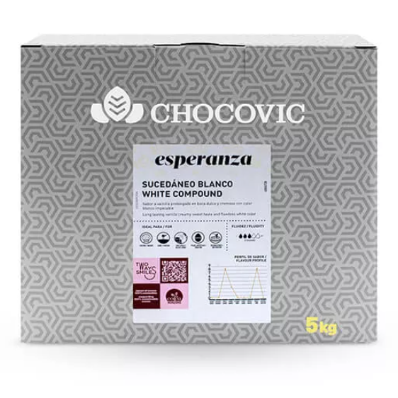 Глазурь белая в форме дисков Эсперанса, Chocovic, 5 кг (срок годности до 21.12.2026)  | Фото — Магазин Andy Chef  1