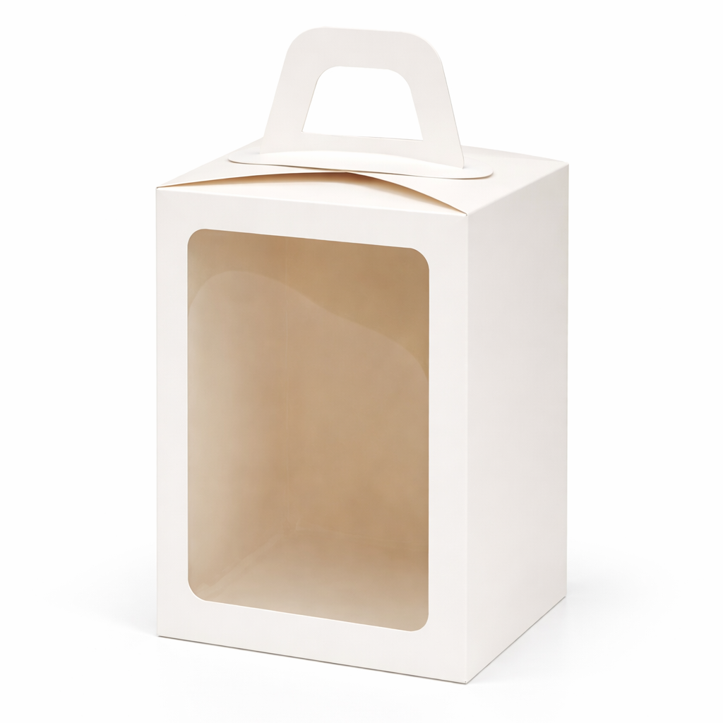 Коробка для кулича с окном Белая 16х16х22 см, 50 шт  | Фото — Магазин Andy Chef  1