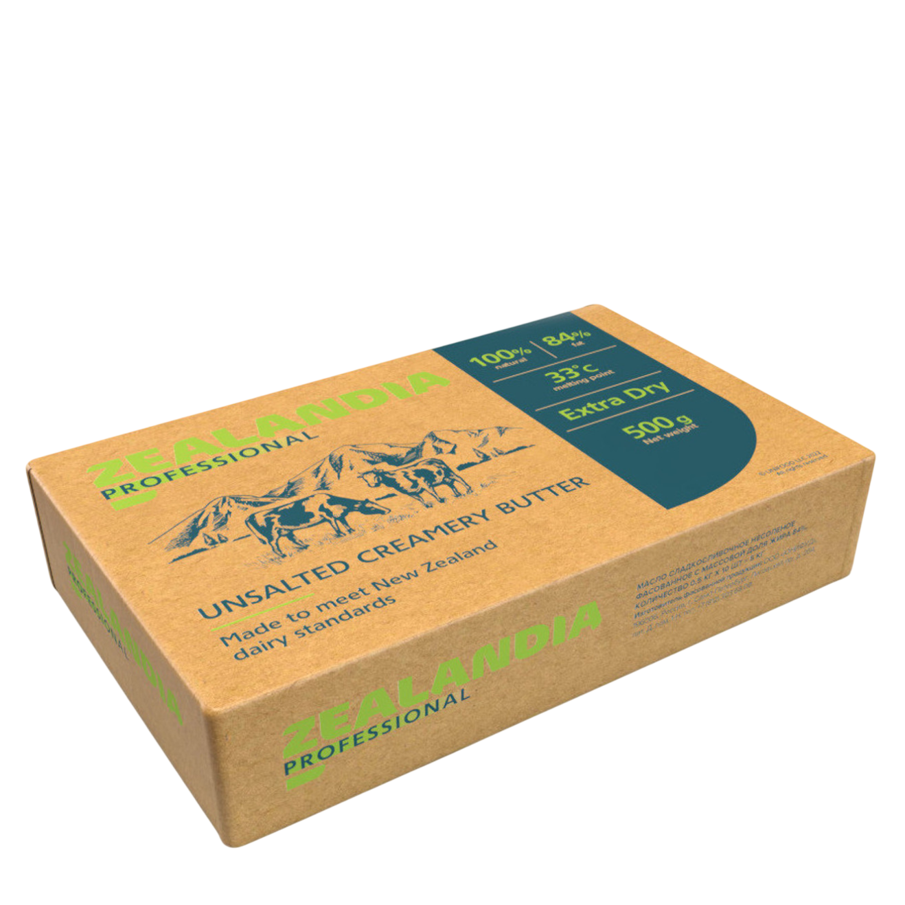 Масло сладко-сливочное несолёное 84%, Zealandia, 5 кг (10 упаковок по 500 г)  | Фото — Магазин Andy Chef  1