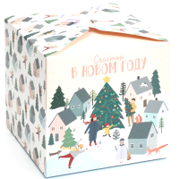 Коробка «Город новогодний» 18х18х18 см