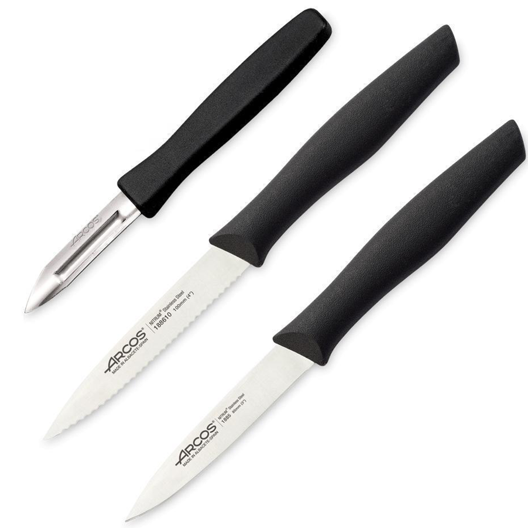 Кухонные ножи для овощей. Кухонный нож Arcos Nova 189700. Кухонный нож Arcos Nova 189500. Нож Arcos Nova 188521. Набор из 3х ножей артd322.