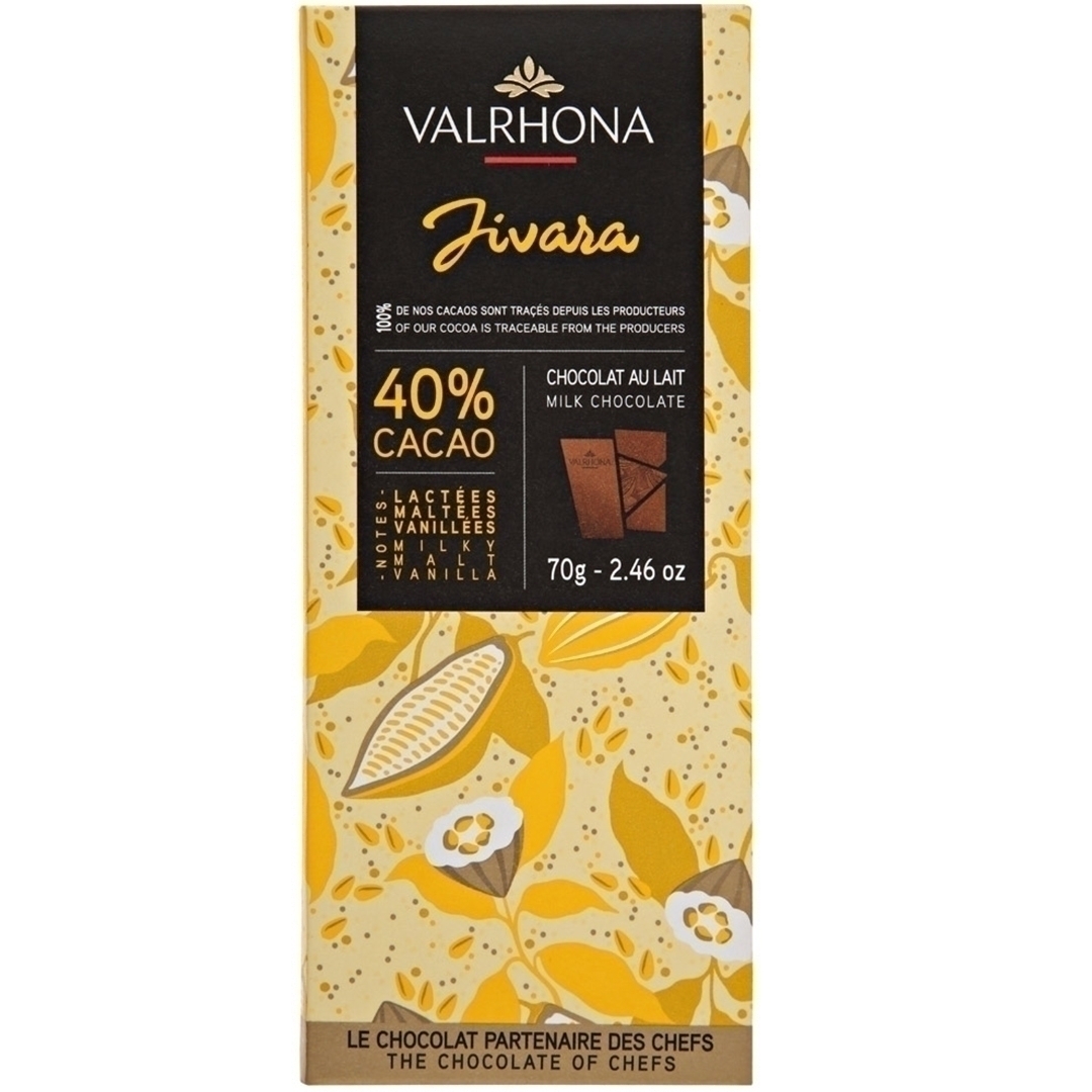 Шоколад молочный Jivara 40% плитка, Valrhona, Франция, 70 г  | Фото — Магазин Andy Chef  1