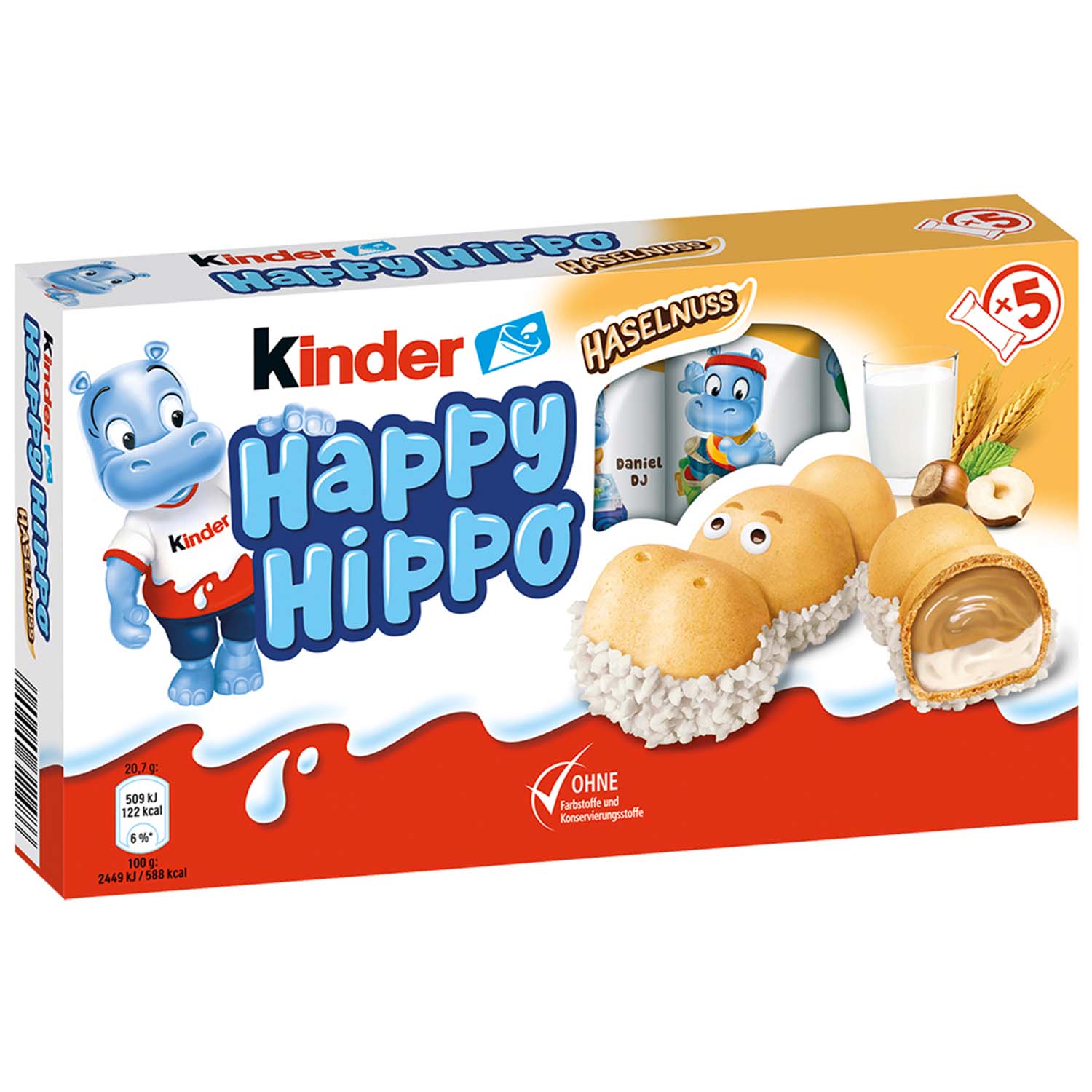 Печенье Kinder Happy Hippo Hazelnat, Ferrero, Германия, 104 г  | Фото — Магазин Andy Chef  1