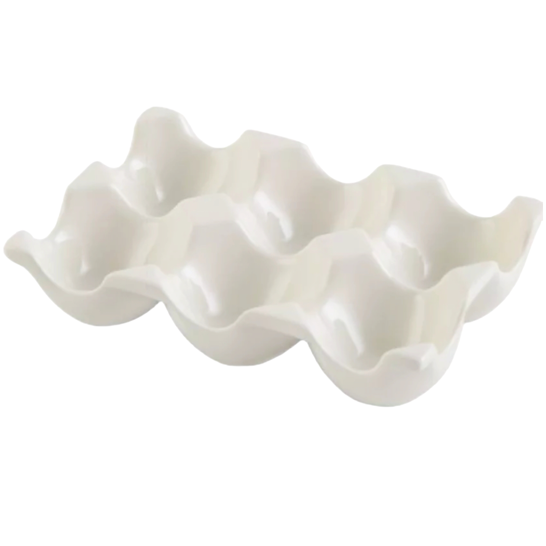 Подставка для 6 яиц керамическая Белая 14,5х9,5х3,2 см  | Фото — Магазин Andy Chef  1