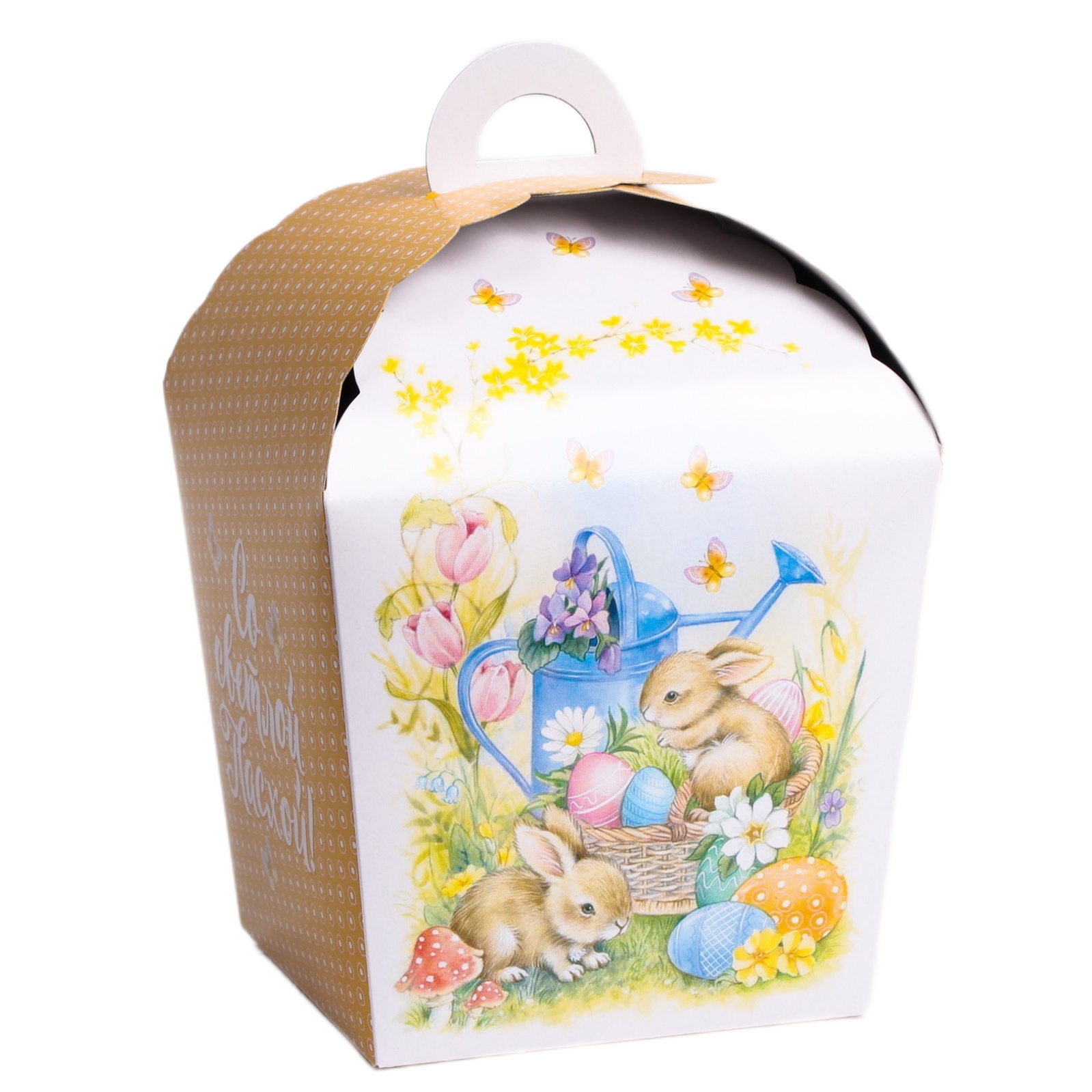 Коробка для кулича «Пасхальный Кролик» 17х17х26 см, дно 14 см  | Фото — Магазин Andy Chef  1