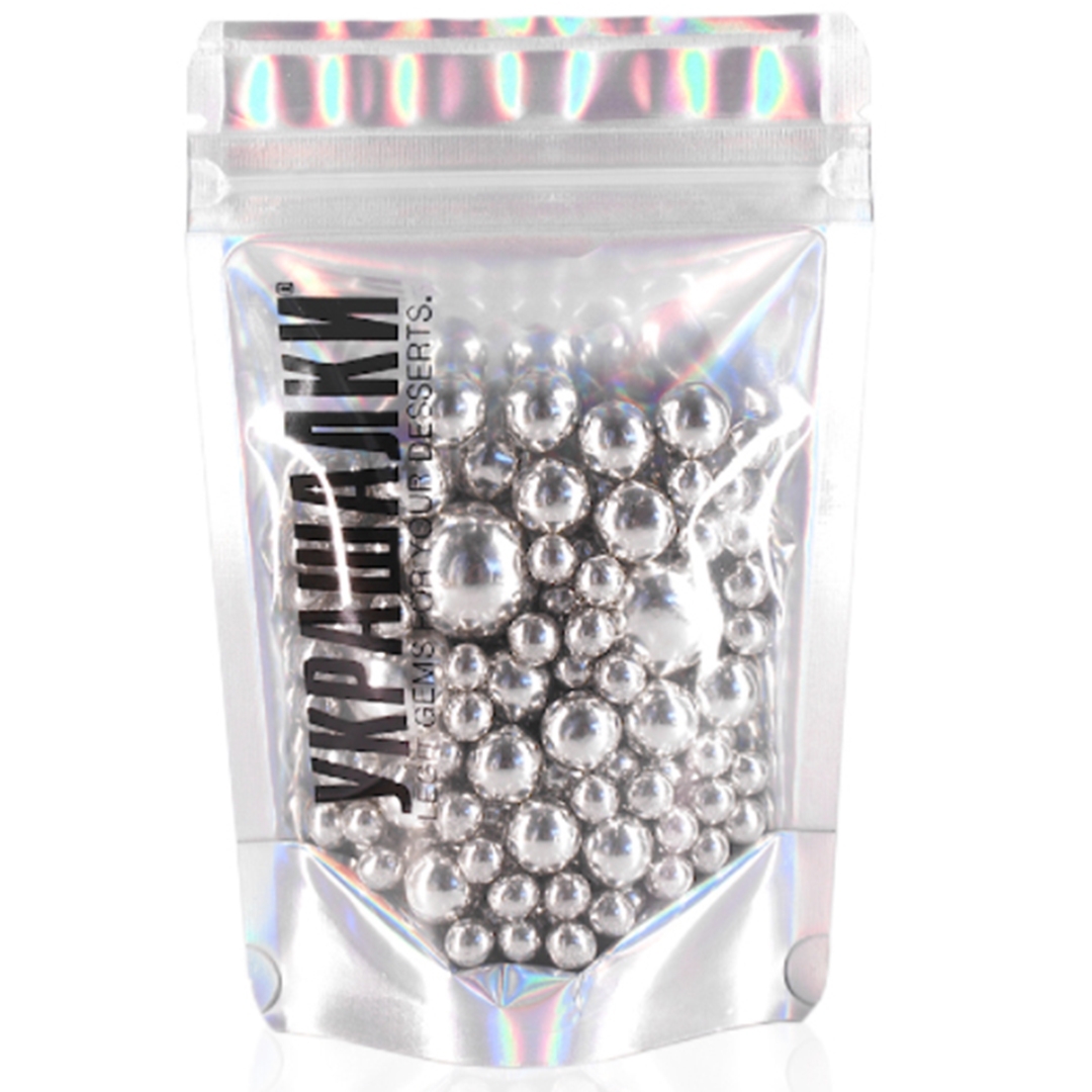 Шоколадные хрустящие шарики Серебряный микс #6597, УКРАШАЛКИ, 50 г  | Фото — Магазин Andy Chef  1