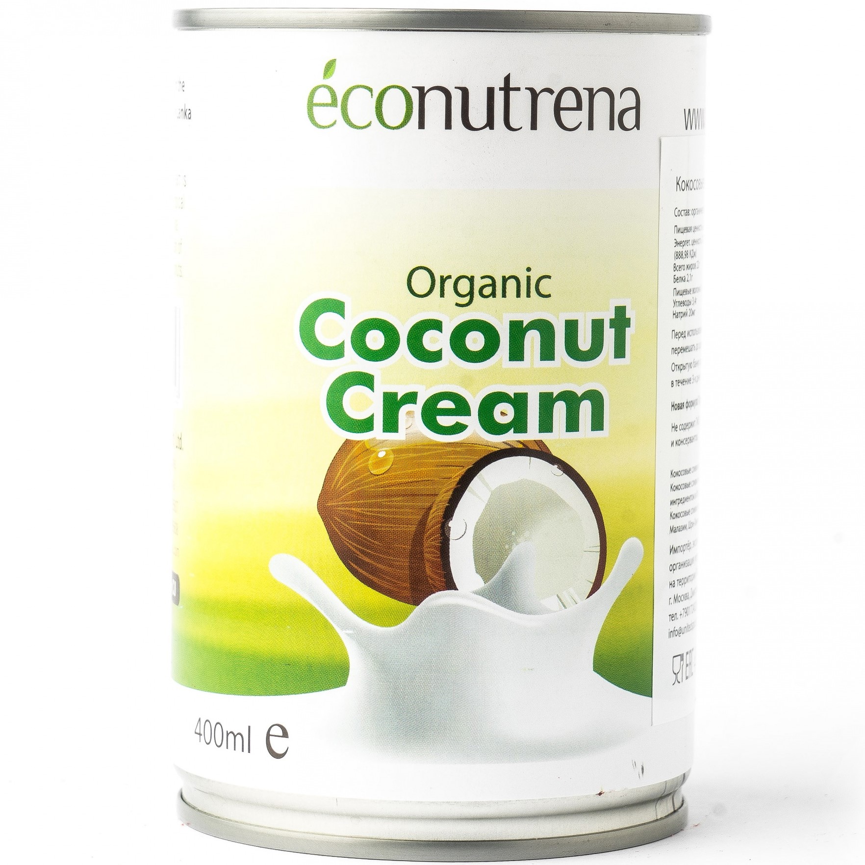 Кокосовые сливки органик 22%, Econutrena, Шри-Ланка, 400 мл  | Фото — Магазин Andy Chef  1