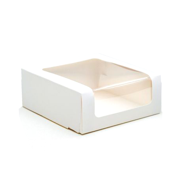 Коробка для торта с окном Белая 18x18x7 см  | Фото — Магазин Andy Chef  1