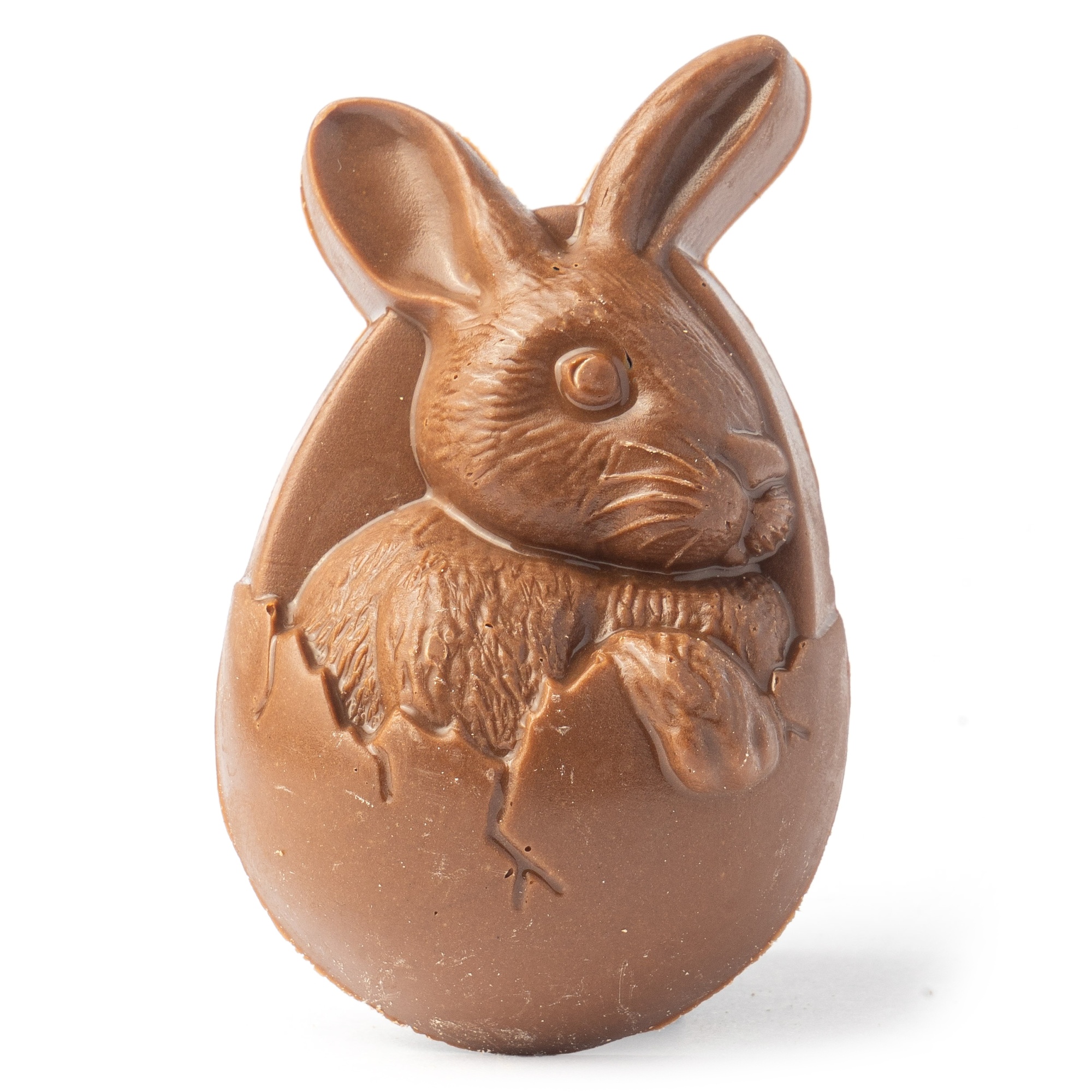 Шоколадная фигурка «Пасхальный кролик в яйце» из молочного шоколада 5х8 см  | Фото — Магазин Andy Chef  1
