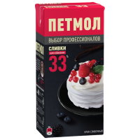 Сливки молочные 33%, Петмол, 1 л (срок годности до 17.09.2025)