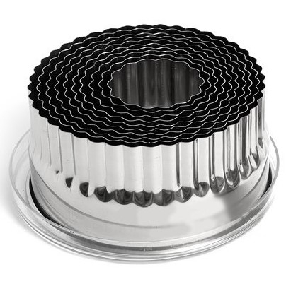 Набор вырубок с рифлёным краем «Круг» из нержавеющей стали, h-5 см, 12 шт. (повреждена крышка упаковки)  | Фото — Магазин Andy Chef  1