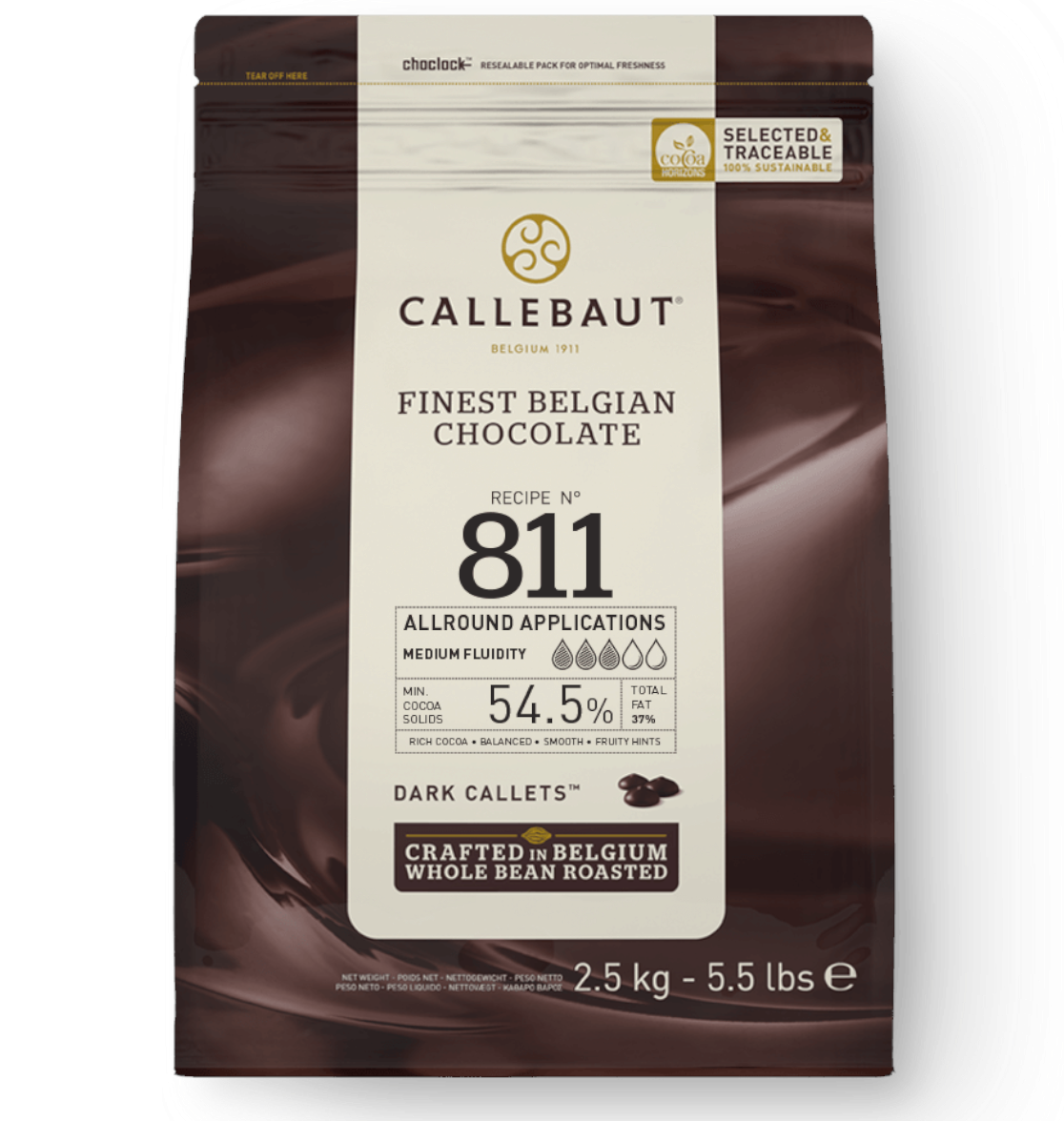 Шоколад тёмный 54,5%, №811, Callebaut, Бельгия, 2,5 кг  | Фото — Магазин Andy Chef  1