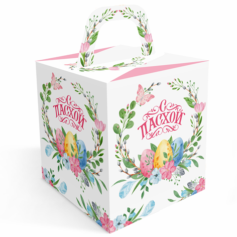 Коробка для кулича «Пасхальные цветы» 15Х15Х18 см  | Фото — Магазин Andy Chef  1