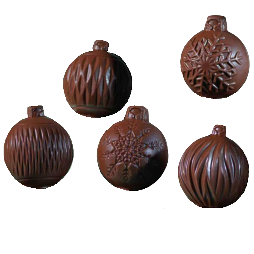 Набор пластиковых форм для шоколада «Новогодние шарики» 5х6 см, 5 форм, 10 ячеек, PCB Creation, Франция  | Фото — Магазин Andy Chef  1