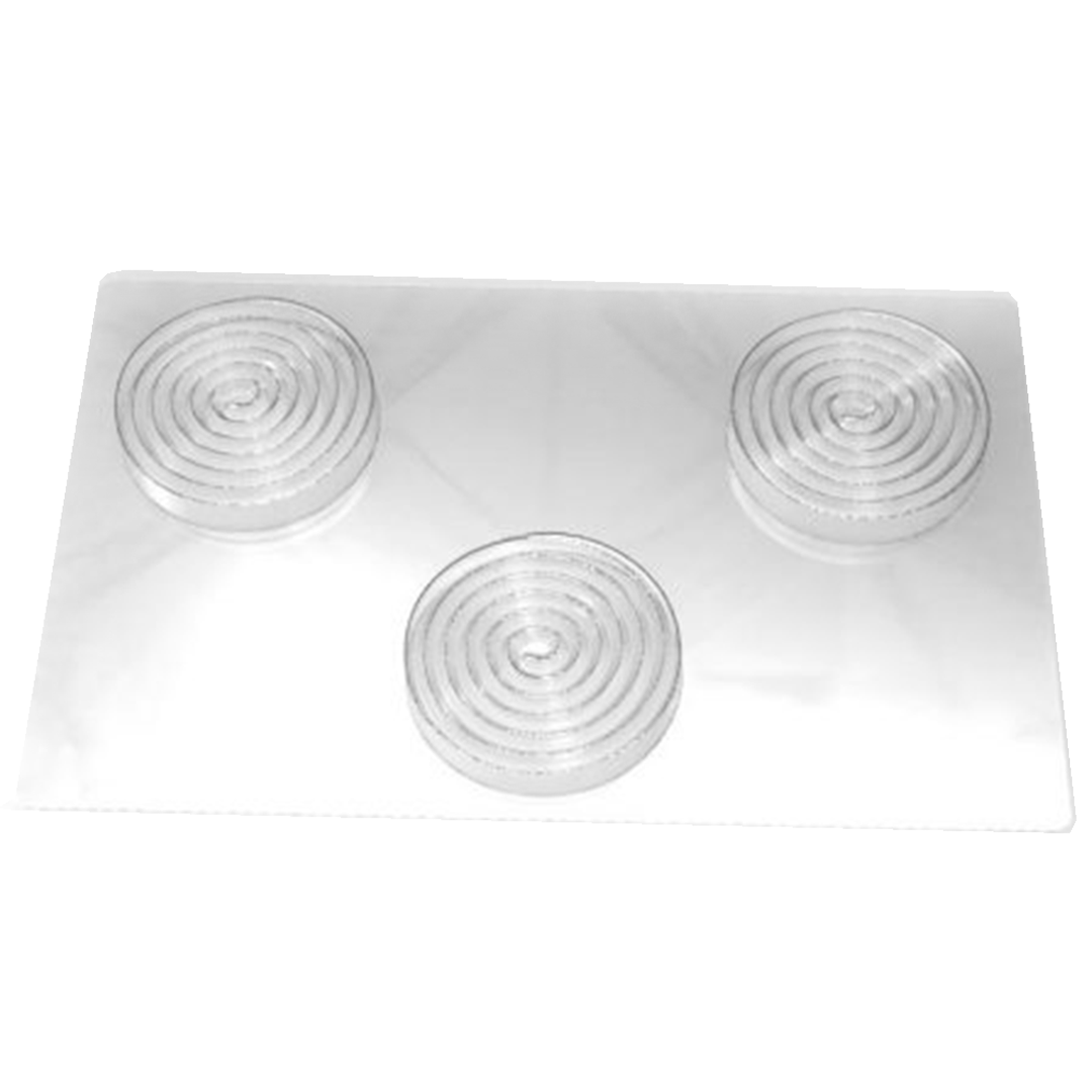 Форма для декора «Спираль» пластиковая 8х1,5 см, 3 ячейки, PCB Creation, Франция  | Фото — Магазин Andy Chef  1