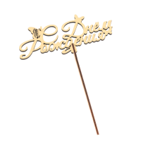 Топпер деревянный "С Днём Рождения" c бабочкой 14,3×6,4 см